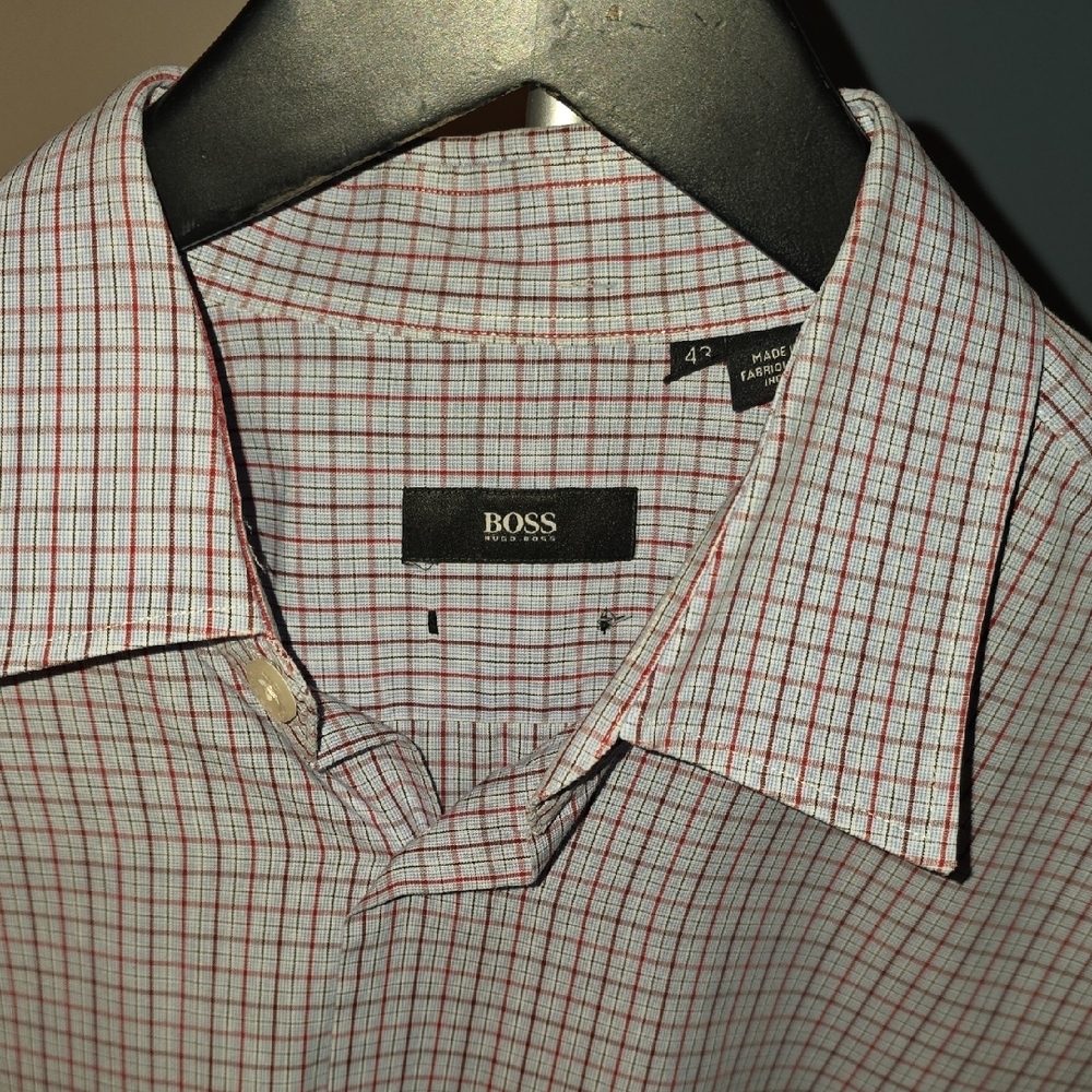 BOSS Men's Red Checkered Shirt